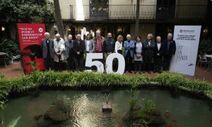 Guardonats amb el Premi d'Honor de les Lletres Catalanes reunits a l'Ateneu Barcelonès en el 50è aniversari d'aquest reconeixement cultural / Dani Codina