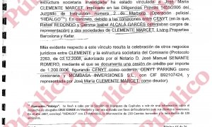 Extracto de un informe de la Unidad de Asuntos Internos de abril de 2016, en el que se relata el reconocimiento de deuda de José María Clemente Marcet al entramado empresarial del comisario Villarejo.