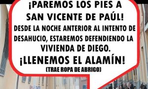 Cartel de la concentración convocada para frenar el desalojo de Diego Catriel el 18 de diciembre en Guadalajara. / Plataforma de Afectados por la Hipoteca (PAH)