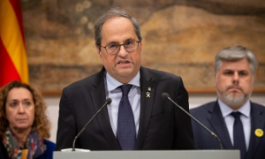 El President de la Generalitat, Quim Torra, en una compareixença. EFE