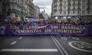 Cabecera de la manifestación del Día Internacional de la Mujer en Madrid.- JAIRO VARGAS