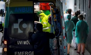 Una ambulancia llega este viernes al Hospital Donostia. EFE/Javier Etxezarreta