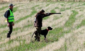 Una cazadora apunta con su escopeta en un campeonato de caza menor de Castilla-La Mancha. EFE/Archivo