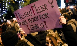 Una mujer ssotiene una pancarta en la que se lee 'No nací mujer para morir por serlo', en la manifestación en Madrid con motivo del Día Internacional para la Eliminación de la Violencia contra las Mujeres. Europa Press / Archivo