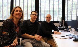 Clara Prats, Martí Català i Pere Joan Cardona, de l'equip de la UPC i l'IGTP. ARXIU IGTP