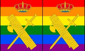 El facherío desata su homofobia contra la Guardia Civil por ondear la bandera gay