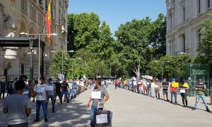 Las 'colas del hambre' llegan al Palacio de Cibeles. TWITTER/@VirginiagFontcu