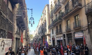 La concentració d'homenatge a Gustau Muñoz, que s'ha fet al carrer Ferran de Barcelona. @CUPNacional