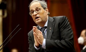 16/09/2020.-El presidente de la Generalitat, Quim Torra, durante su intervención en el debate de política general que anualmente celebra el Parlament de Cataluna, este miércoles la víspera de que el Tribunal Supremo estudie el recurso contra su inhabilita