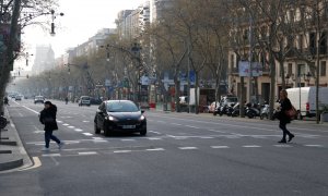 El Passeig de Gràcia, a tocar de Diagonal, pràcticament buit. ACN/Blanca Blay