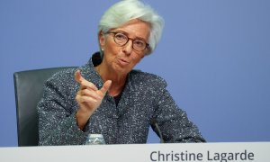 La presidenta del BCE, Christine Lagarde, durante una conferencia de prensa, en la sede de la entidad en Fráncfort. REUTERS/Kai Pfaffenbach