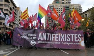 Imatge de la manifestació antifeixista de l'any passat per la Diada del 9-O a València.