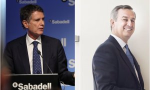 El consejero delegado del Banco Sabadell, Jaume Guardiola, y su sustituto, César González-Bueno.
