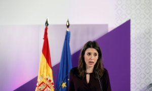 La ministra de Igualdad, Irene Montero, interviene este lunes en el acto institucional con motivo del 8 de marzo.