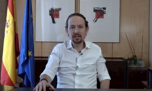 Un momento del vídeo en el que Pablo Iglesias ha anunciado su intención de salir del Ejecutivo para presentarse como candidato a las elecciones en Madrid.