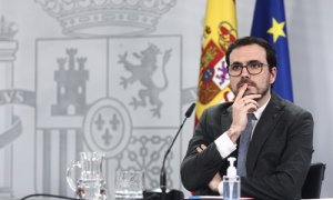 El ministro de Consumo, Alberto Garzón, durante una rueda de prensa convocada ante los medios posterior al Consejo de Ministros, en Madrid, a 19 de enero de 2021