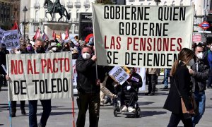 Manifestación convocada por la Coordinadora General de Pensionistas de Madrid en defensa del Sistema Público de Pensiones, este sábado en Madrid. — Víctor Lerena / EFE