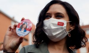 La presidenta madrileña, Isabel Díaz Ayuso, durante un acto de campaña electoral del Partido Popular en San Sebastián de los Reyes, Madrid.