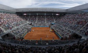 Vista de la pista central de la 'Caja Mágica', donde se celebra el torneo Mutua Madrid Open.