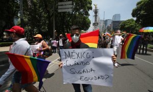 Manifestación por el día del Orgullo en México.