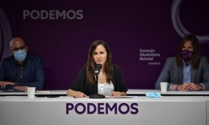 Ione Belarra durante su primera intervención como secretaria general de Podemos en el Consejo Ciudadano Estatal.