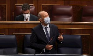 El ministro de Justicia, Juan Carlos Campo, durante la sesión de control al Gobierno celebrada este miércoles en el Congreso.