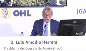 El presidente de OHL, Luis Amodio, en la junta de accionistas de la constructora.