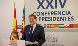 El president de la Generalitat de València, Ximo Puig, comparece al término de la reunión de trabajo de la XXIV Conferencia de Presidentes.
