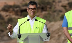El ministro de la Presidencia, Relaciones con las Cortes y Memoria Democrática, Félix Bolaños, visita a las obras del AVE en Níjar (Almería).