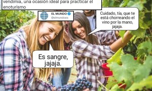 'El Mundo' habla de la vendimia como una "oportunidad" turística y los tuiteros se mofan: "Dejarte la espalda es 'cool""