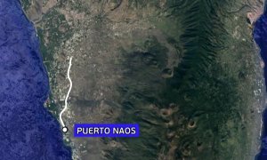 Cuando la lengua de lava llegue al mar dividirá en dos la zona oeste de la isla de La Palma