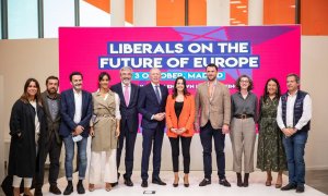Inés Arrimadas y otros dirigentes de Cs, la pasada semana en un encuentro junto a liberales europeos.