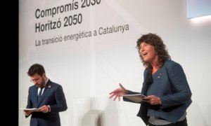 El presidente de la Generalitat, Pere Aragonès, junto a la consellera de Acción climática, alimentación y agenda rural, Teresa Jordà.
