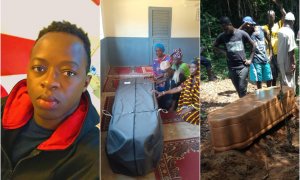 A la izquierda, Abdulaye Kulibali, el joven guineano que murió en agosto cruzando el Bidasoa en Irún. A la derecha, imágenes de su funeral en Guinea tras la repatriación de cuerpo este octubre gracias al Gobierno vasco.