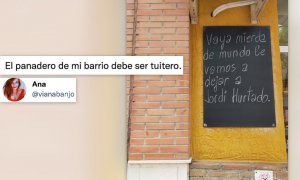 Los tuiteros caen rendidos ante un cartel sobre Jordi Hurtado en una panadería: "Poesía en estado puro"