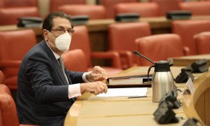 El magistrado Enrique Arnaldo Alcubilla, durante una comisión en el Congreso de los Diputados, a 2 de noviembre de 2021, en Madrid