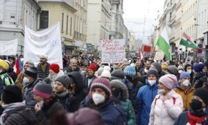 Concentración en Graz en contra de la vacunación obligatoria.