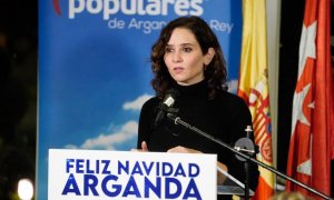 La presidenta de la Comunidad de Madrid, Isabel Díaz Ayuso, en una cena celebrada el pasado viernes en Arganda del Rey.