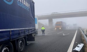 31/12/2021 - Pla general de l'AP-2 a Castelldans (Garrigues), amb el trànsit reobert després de l'accident múltiple amb una vintena de vehicles implicats.