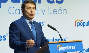 17/02/2022 El presidente del PP en funciones de la Junta de Castilla y León, Alfonso Fernández Mañueco, en una rueda de prensa