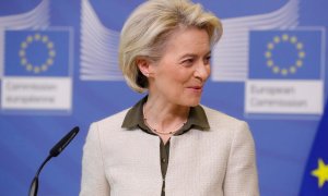 27/02/2022 La presidenta de la Comisión Europea, Ursula Von der Leyen, comparece ante la prensa con motivo de la guerra entre Rusia y Ucrania