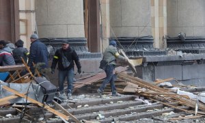 Edificio atacado en Járkov
