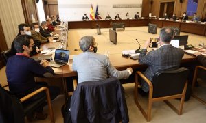 Vista general de la reunión entre el Gobierno y el Comité Nacional de Transporte por Carretera (CNTC), en el Ministerio de Transportes. E.P./Eduardo Parra