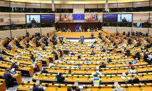 05/04/2022. Imagen del Parlamento Europeo durante la sesión extraordinaria sobre la situación entre Rusia y Ucrania.
