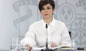 La ministra portavoz del Gobierno, Isabel Rodríguez, durante la rueda de prensa del Consejo de Ministros de este martes en Moncloa.