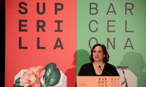 L'alcaldessa Ada Colau en un acte a l'Ajuntament de Barcelona per parlar del projecte Superilla.