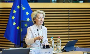 La presidenta de la Comisión Europea, Ursula von der Leyen, preside la reunión semanal de la Comisión Europea el pasado miércoles.