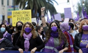 6/5/22-Mujeres manifestándose, a 8 de marzo de 2022, en Málaga.