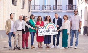 Inma Nieto con dirigentes de Por Andalucía.