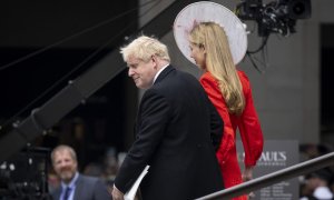 El primer ministro británico, Boris Johnson, y su mujer, Carrie Johnson, duran la celebración del jubileo de la reina Isabel II de Inglaterra este fin de semana en Londres.